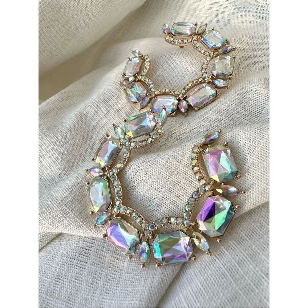 Iridescent rhinestone earrings